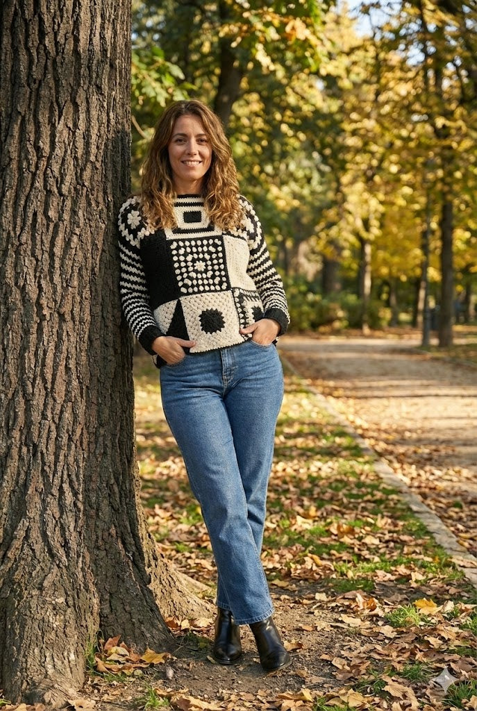 Crochet blanco y negro