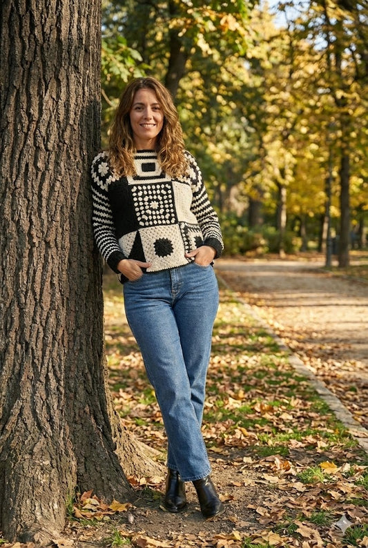 Crochet blanco y negro